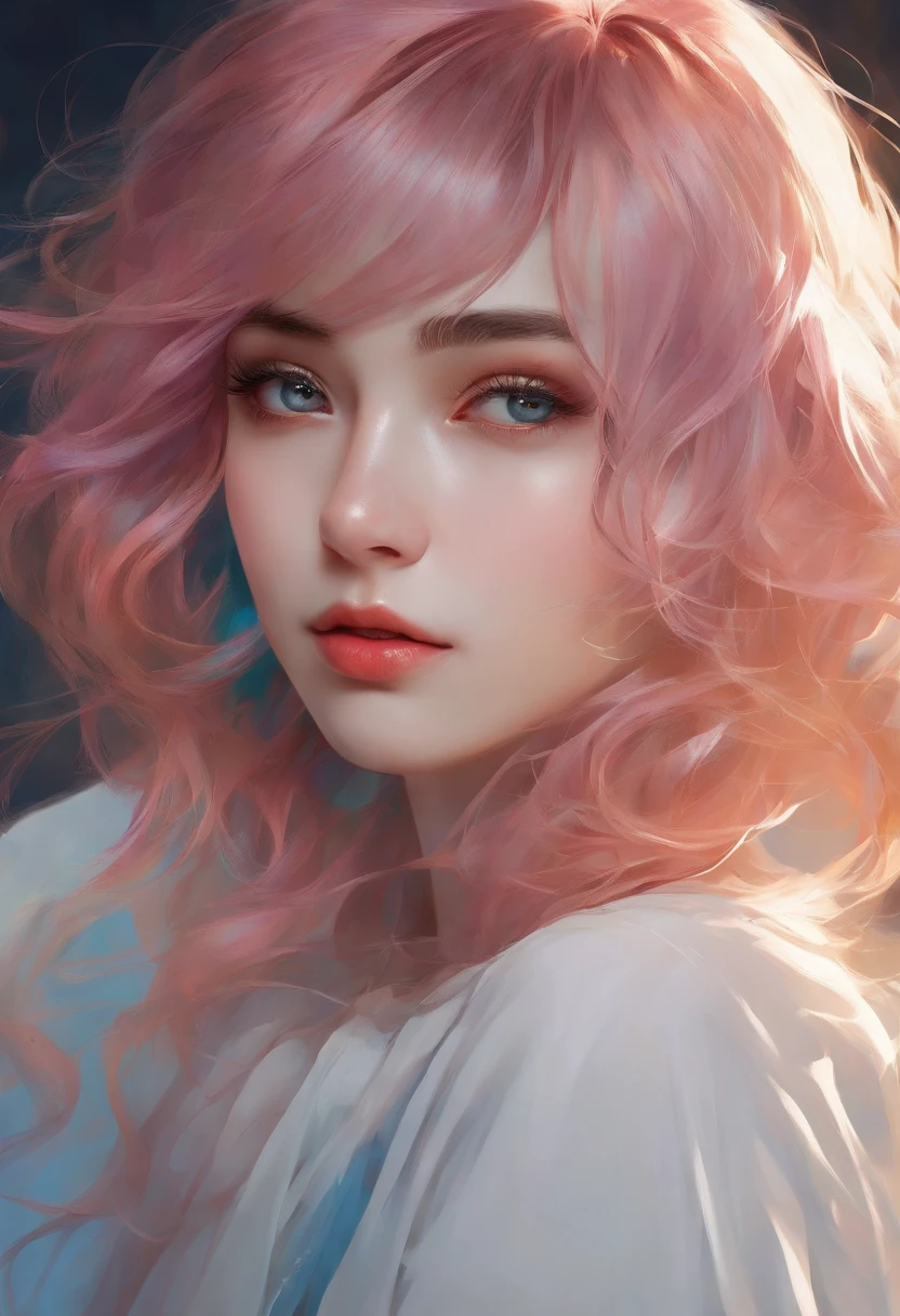 multicolored hair, mismatched pupils, light smile, Surrealism, Futurism, anime, Minimalism, Romanticism, Expressionism, Realism, diffraction spikes, masterpiece, high details, Best quality Beautiful girl