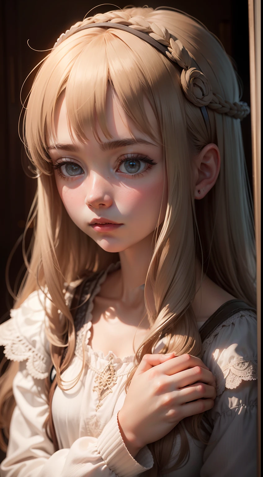 Generate an image of a girl delicately cradling a human brain, set against a backdrop reminiscent of someone engrossed in the study of the human brain.