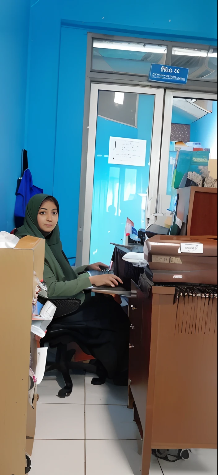 there is a sexy woman sitting at a desk with a laptop, in office, in the office, working in an office, sitting at desk at keyboard, faridah malik, eliran kantor, in an office, sitting in office, stunning image, in front of a computer, khyzyl saleem, sat at her desk, random artist, kurdish lawyer