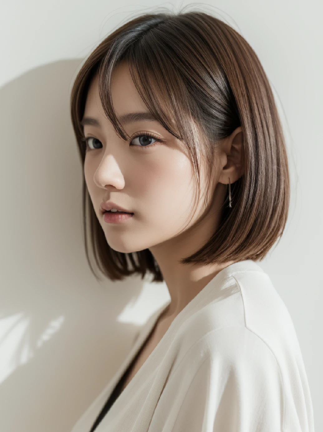 doress、(Photorealsitic:1.4)、(hyper realisitic:1.4)、(realisitic:1.3)、(Smooth lighting:1.05)、(Improved lighting quality in movies:0.9)、32K、1girl in、20 years girl、Realistic lighting、back lighting、Facial light、raytrace、(brightened light:1.2)、(enhanced quality:1.4)、(Top quality real texture skins:1.4)、finely eye、finerly detailed face、Fine quality eye、(Tired, sleepy and satisfied:0.0)、 close up of face、tshirts、(enhance body line mood:1.1)、(Increase the beauty of skin texture:1.1)、Japanese and half Asian、Desportivo