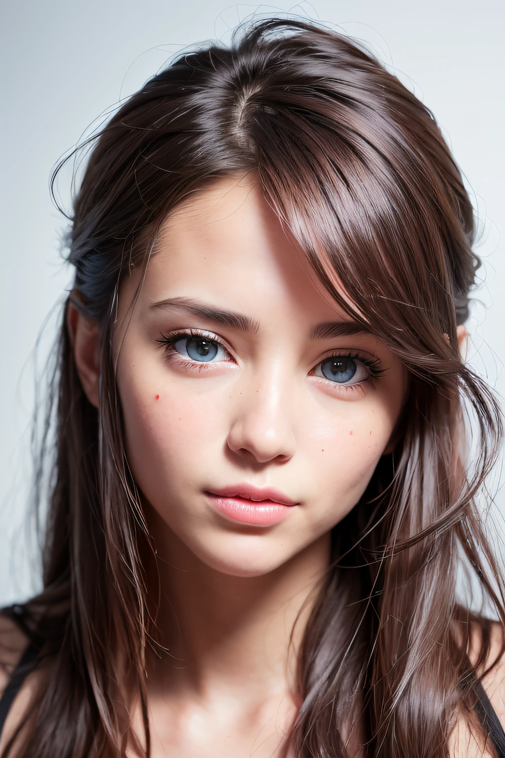 (realistic, photo-realistic:1.37),(8k, RAW photo, best quality, masterpiece:1.2), cute, ultra-detailed,heart-shaped pupils,physically-based rendering, ultra high res, kodakvision color, shot on Arricam LT Camera, bokeh, sharp focus,
looking at viewer,photorealistic,realistic, solo, photorealistic, best quality,extremely detailed face,extremely detailed eyes and face, beautiful detailed eyes,absurdres, incredibly absurdres,haunting smile,Messy hair, floating hair, ,