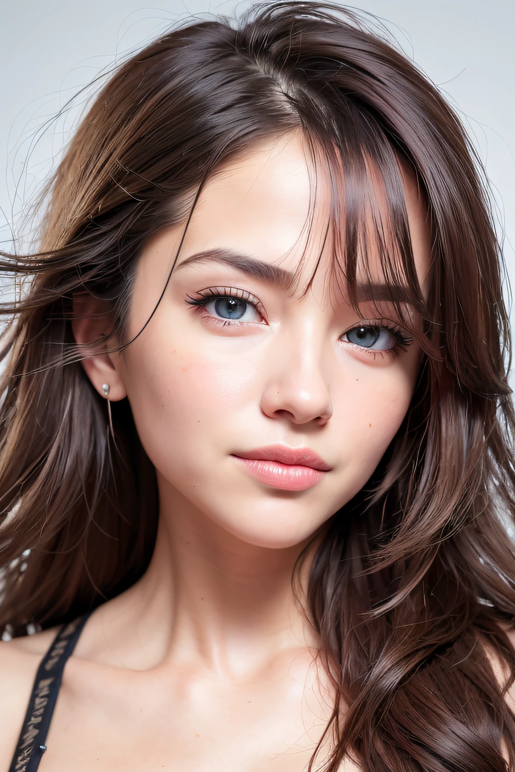 (realistic, photo-realistic:1.37),(8k, RAW photo, best quality, masterpiece:1.2), cute, ultra-detailed,heart-shaped pupils,physically-based rendering, ultra high res, kodakvision color, shot on Arricam LT Camera, bokeh, sharp focus,
looking at viewer,photorealistic,realistic, solo, photorealistic, best quality,extremely detailed face,extremely detailed eyes and face, beautiful detailed eyes,absurdres, incredibly absurdres,haunting smile,Messy hair, floating hair, ,