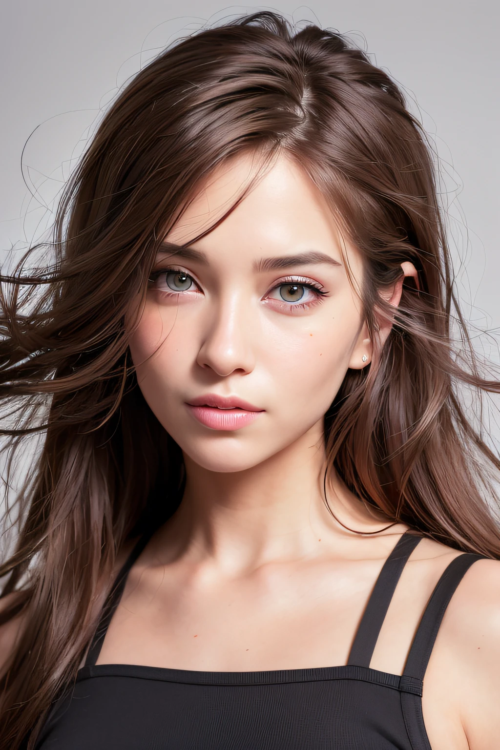 (realistic, photo-realistic:1.37),(8k, RAW photo, best quality, masterpiece:1.2), cute, ultra-detailed,heart-shaped pupils,physically-based rendering, ultra high res, kodakvision color, shot on Arricam LT Camera, bokeh, sharp focus,
looking at viewer,photorealistic,realistic, solo, photorealistic, best quality,extremely detailed face,extremely detailed eyes and face, beautiful detailed eyes,absurdres, incredibly absurdres,haunting smile,Messy hair, floating hair, ,