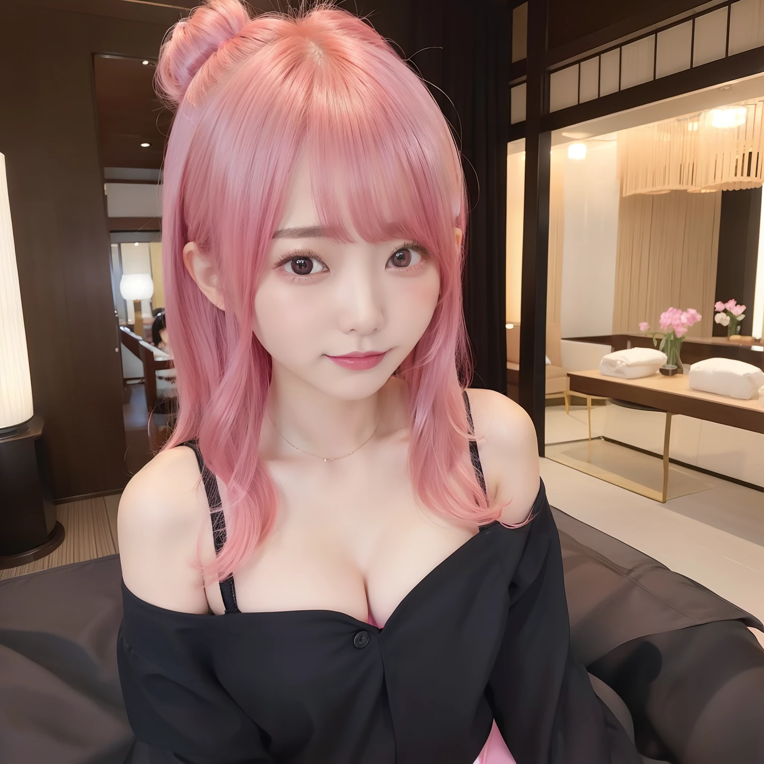 Busty, (naked:1.2), (see-through lingerie:1.3), (sexy pose:1.4), (blushing face:1.4), smiling, tongue out, ((heart-shaped pupil)), ((erotic pose)), sexy, saliva
