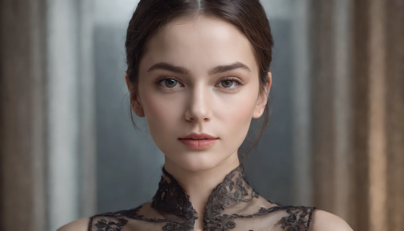 Paradigm between ai created beauty and legacy beauty depicted on a single woman with distinctive line splitting the image down the middle with one side being way more technology enhanced in the style of art nevus., painting, poster