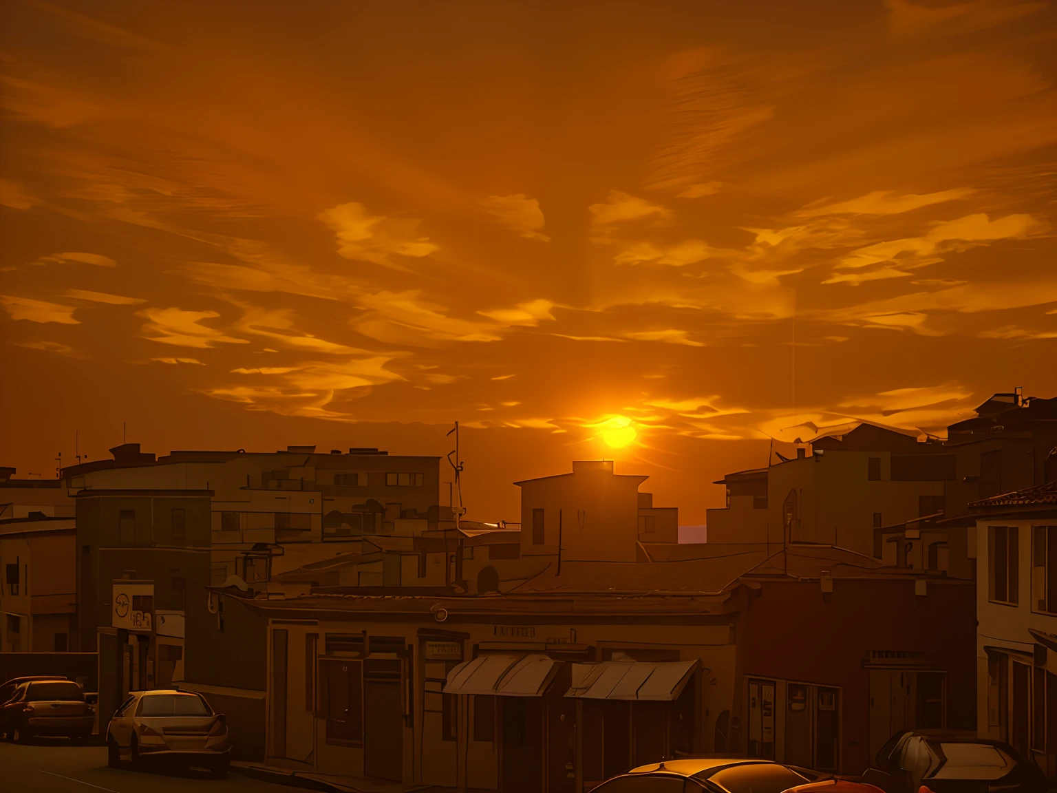 cars parked on a street in front of a building with a sunset in the background, the sun is setting, warm sundown, sundown golden hour, golden hour time, golden hour sunlight, sun setting in the background, sun down golden hour, sunset at golden hour, at the golden hour, shot at golden hour, golden hour sun, at golden hour