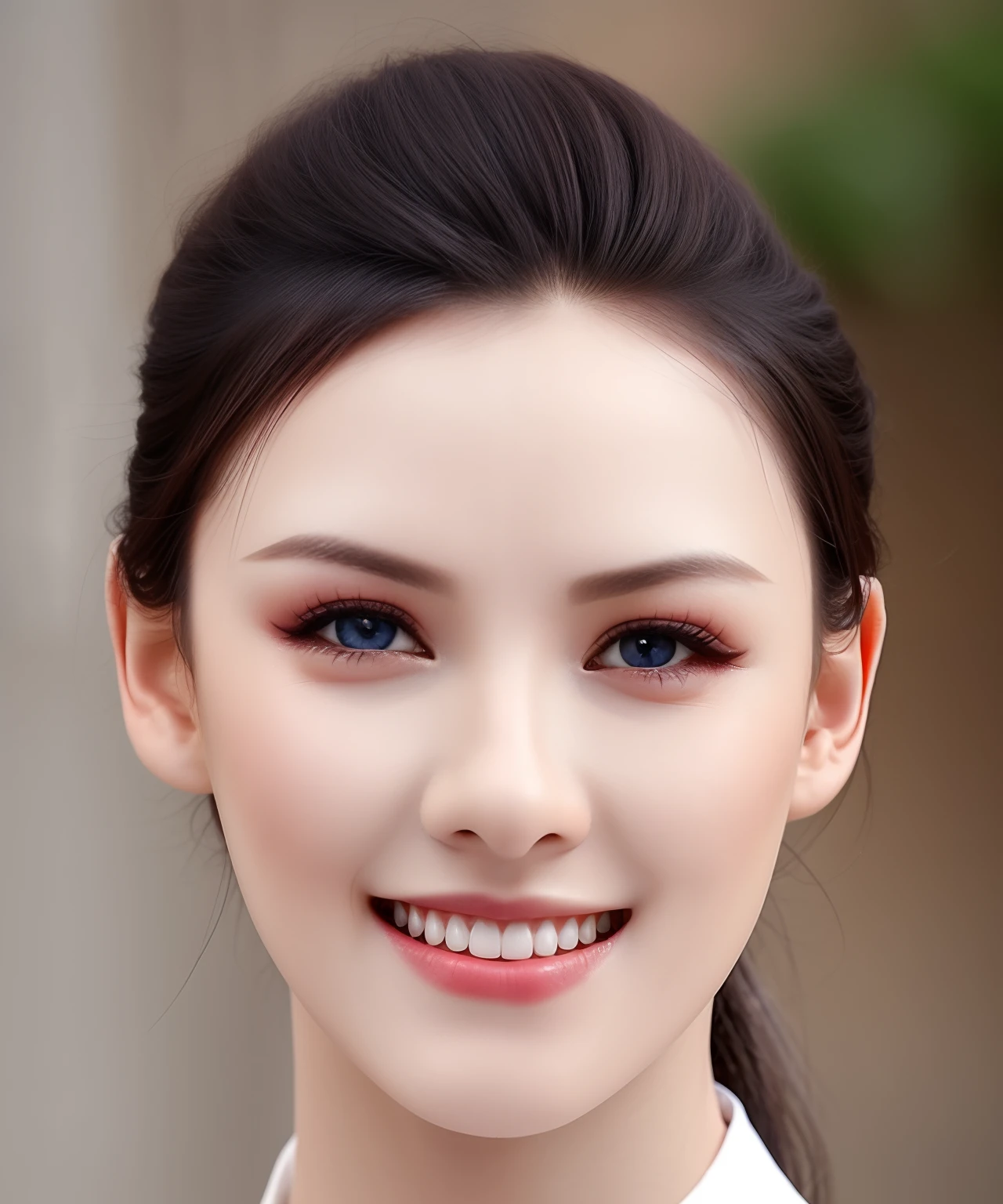 Fashion model 25 years old [[[[close-up]]], [[[[chest]]]], [[[[neck]]], [shoulders]]]]], Perfect eyes, Perfect iris, Perfect lips, Perfect teeth, Perfect skin, Soft front light, Glow, HDR, (Soft color: 1.2)