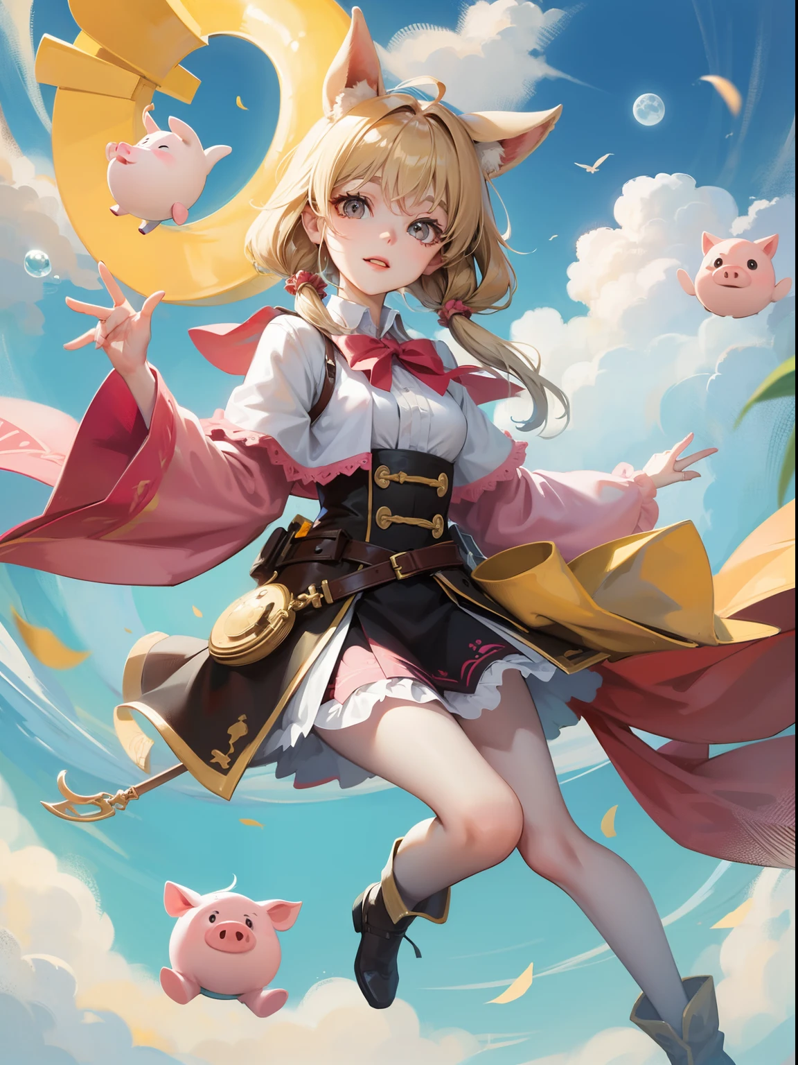 A pig floats in the sky