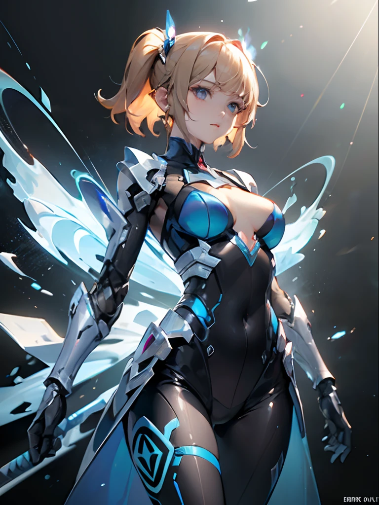 tmasterpiece，best qualtiy，ultra - detailed，Kizi，Blue eyes with red flames（1.3），Beautiful face,Beautiful eyes，Handheld flame（1.3）Dark red katana，（Translucent body，Reflex the skin），(((Masterpiece))), (((best qualityer))), ((Ultra-detailed)), (illustration), (detailed light), ((an extremely  delicate and beautiful))，The mech has a smooth surface， (highdetailskin:1.2)，Proper body proportion、perfect anatomia，complex mechanical bodysuit、mecha corset、tightsuit，（The mech is slightly transparent）20yr old，The mech is ready，There are many blue flames around the figure（1.3）