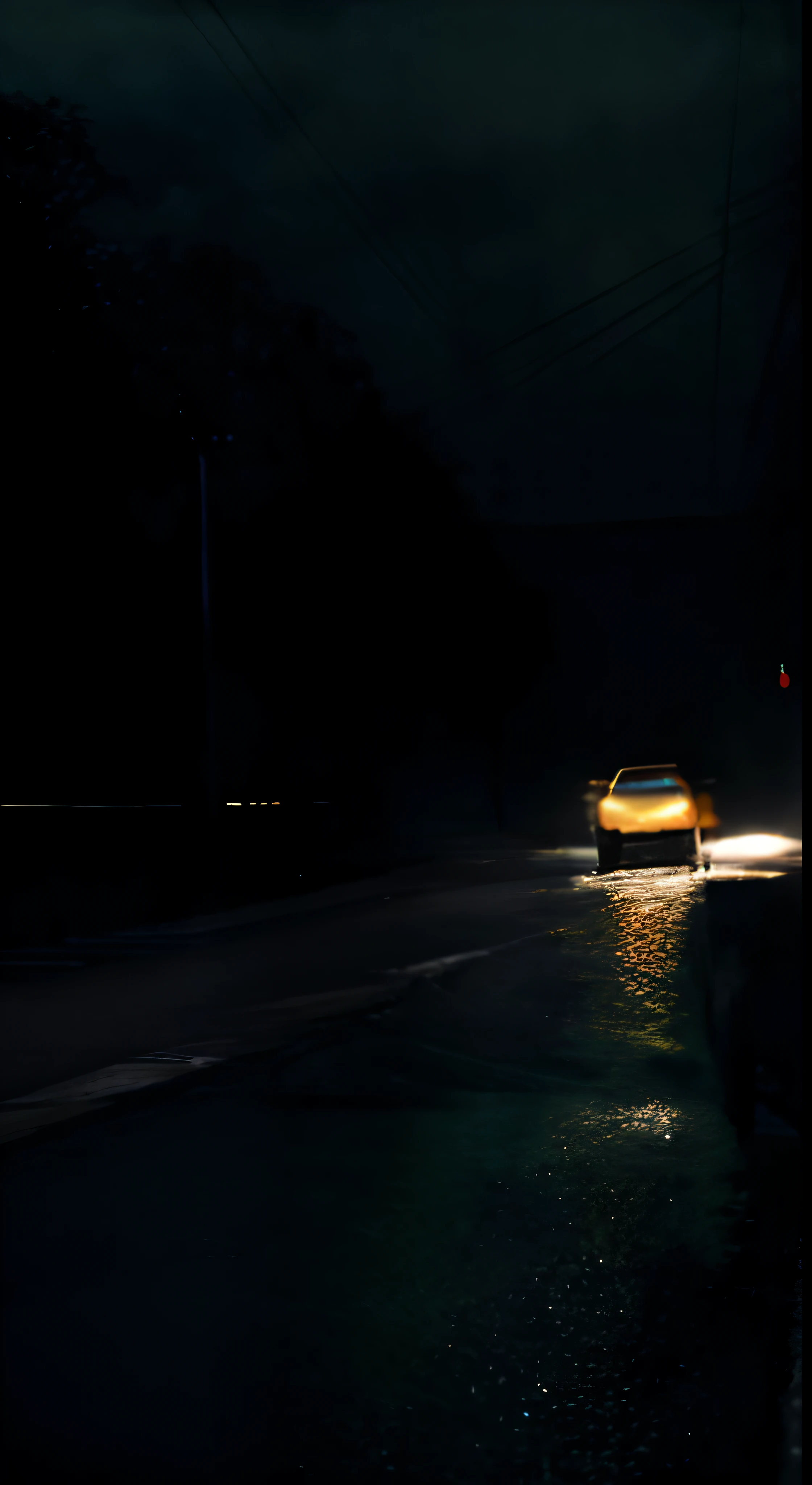 Horror movies were filmed,Taxis drive in the shadows,On the highway of terror,The roads are empty,during night, the rule of thirds, Tonal color scheme, pastel green, The silence of contemplation, Bokeh, Mystery, Horror, unholy, eerie, Creepy, Moody lighting, In the style of Denis Villeneuve, cinematic Film still from, cine still 800
