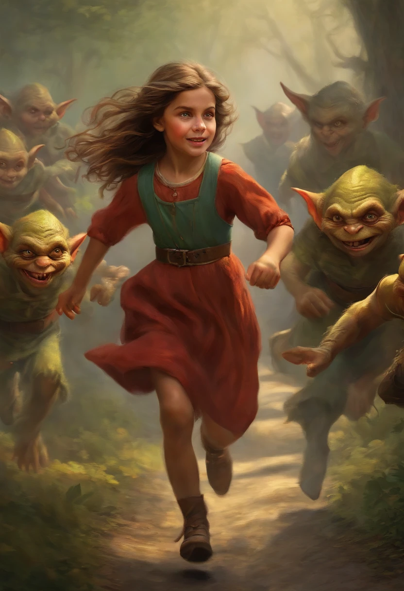 Girl getting chased by goblins