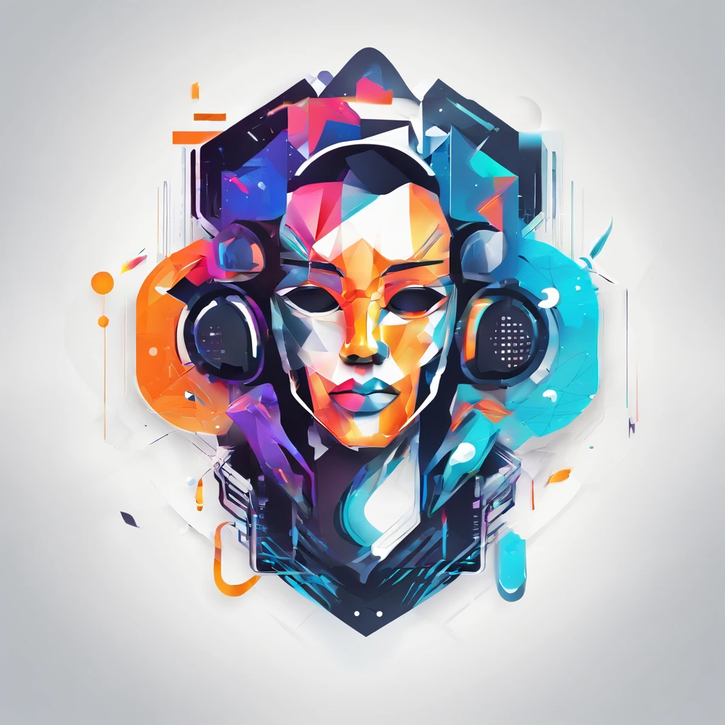 make a minimalistic and sleek profile picture, featuring AI artist logo that consist of 2 person, designed with a futuristic and artistic touch.