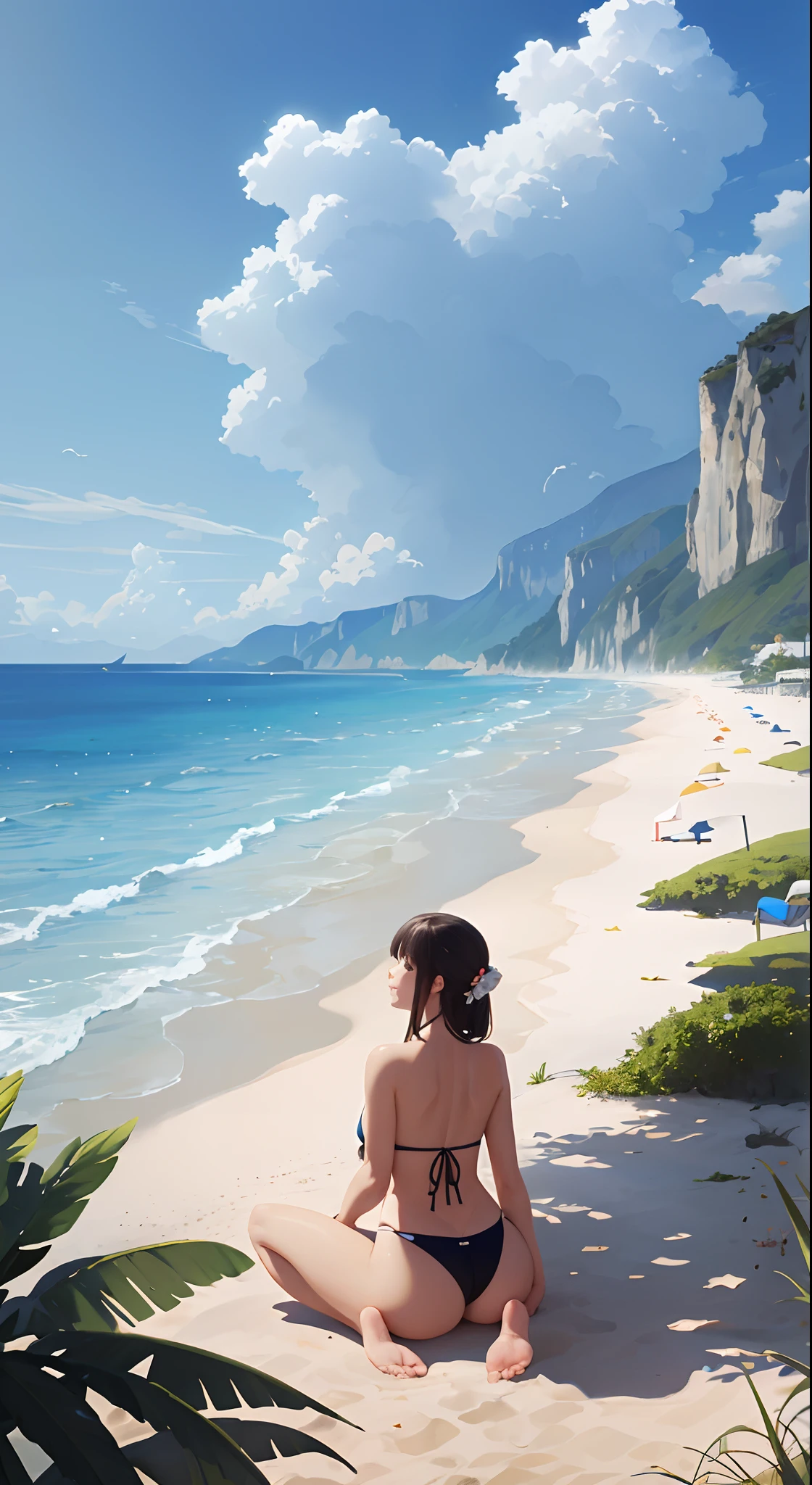 (masterpiece), (best quality), ((high resolution)), ((beach)), panorama