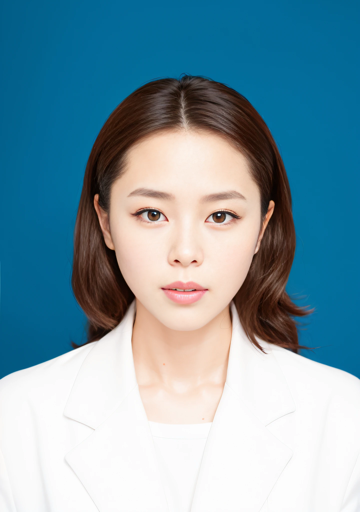 Arad woman posing for photo in white jacket and white shirt, Korean symmetrical face, Choi Hyun-hwa, jiyun chae, Kim Tae-joon, yanjun cheng, shin min jeong, lee ji eun, Lee Ji-eun, headshot portrait, chengyou liu, Professional profile photo, Zhang Wanting, Yun Ling