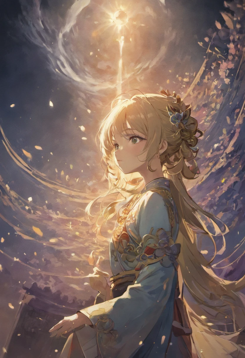 Masterpiece, Best, Night, full moon, 1 female, Mature woman, Chinese style, Ancient China, Sister, Royal Sister, Smile, Dark brown hair, Dark hair, Princess cut, Braid, Curly hair, Double ball head, Pale pink lips, calm, Intellectual, Medium hair, Green pupils, Hairpin, hydrangea, Delicate face, facial closeups, Close-up of the hand