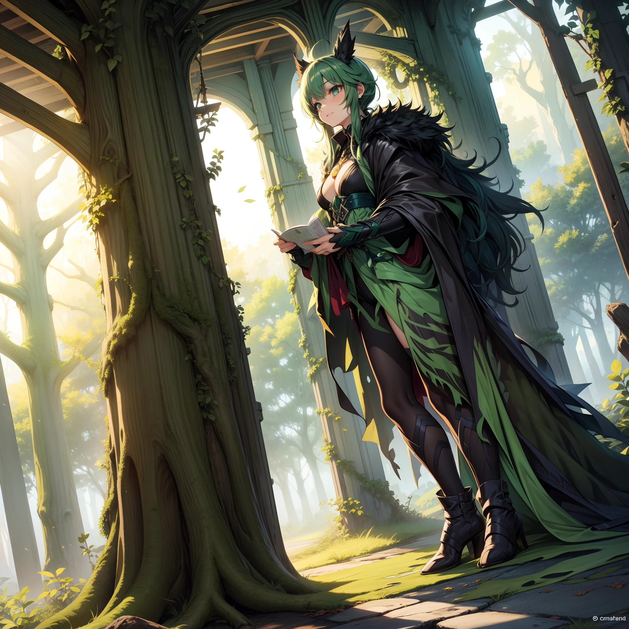 Spriggan Green, in Coloring Book Style, best quality, masterpiece