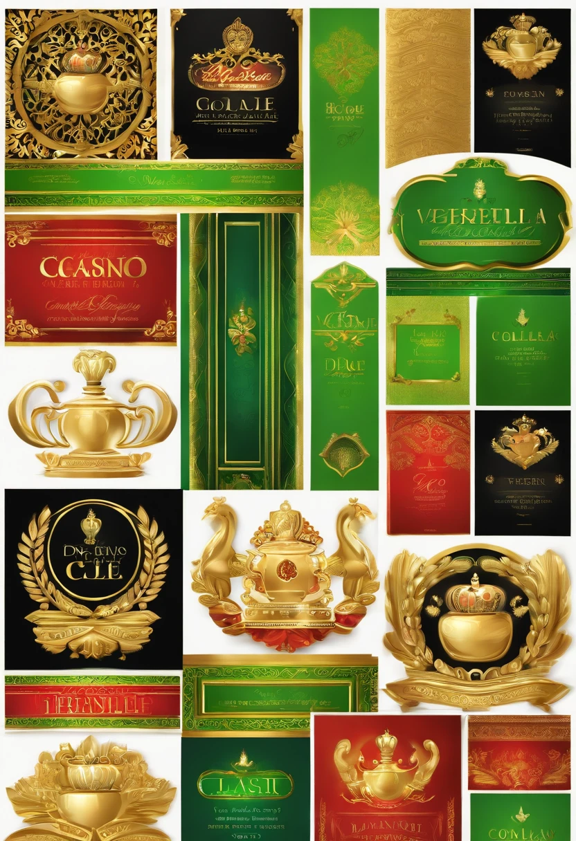 Duende con olla de oro (Verdes y Oro), (Logo para un Casino) desing, vector profesional, Complete design, Contornos de estilo de marcador, colors solid, warm colours, Colores brillantes sobre fondo blanco, Revestimiento de micras, Enfoque suave, azul, naranja, verde (neon), rojo (Vibrante), Ambiente dominante negro, bold lines, Bold black lines