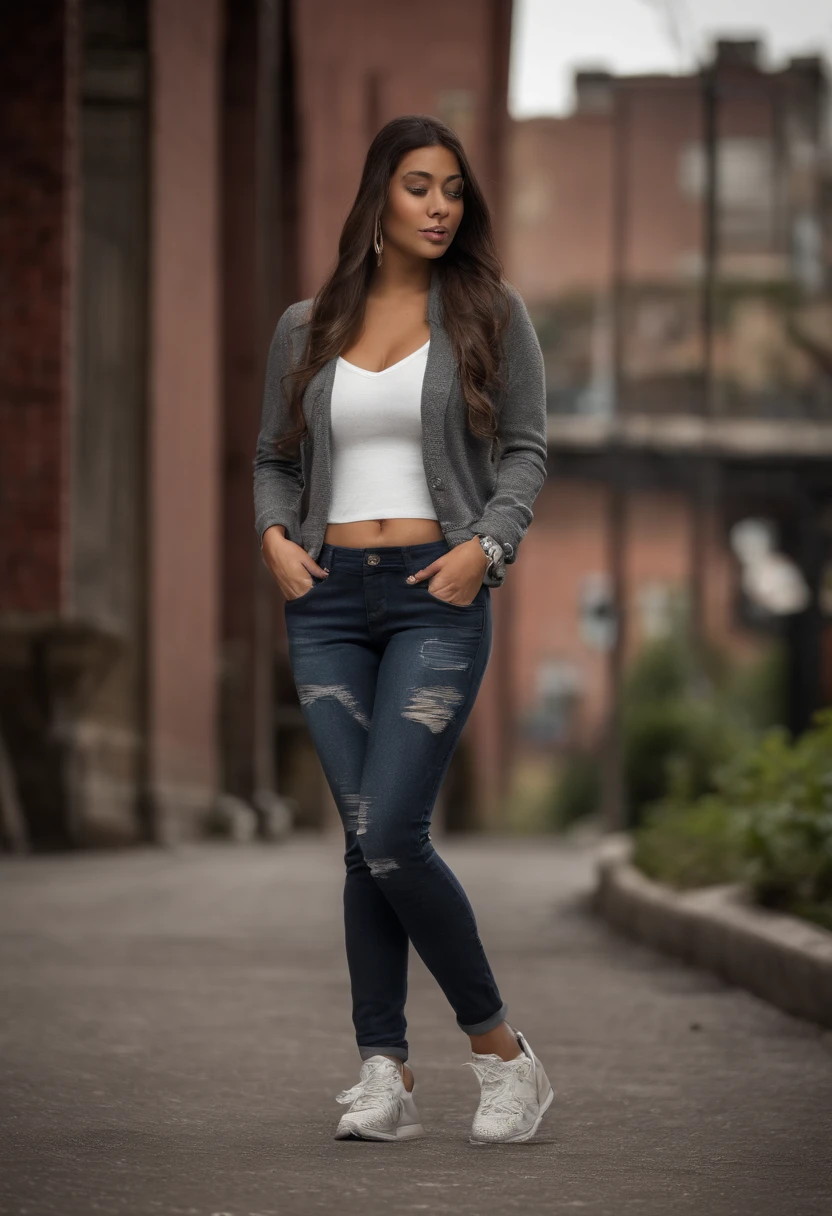 A confident model in textured leggings, poised on a graffiti-covered urban street, medium: photo hyper-realism, style: edgy street fashion meets contemporary art, lighting: dramatic contrast with a mix of artificial and natural light, colors: bold and gritty with a focus on the textures of the leggings and street art, composition: Nikon D850, AF-S NIKKOR 50mm f/1.8G lens, Resolution 45.7 megapixels, ISO sensitivity: 200, Shutter speed 1/125 second, close-up shot with a focus on the leggings, street art as a backdrop --ar 16:9 --v 5.1 --style raw --q 2 --s 750