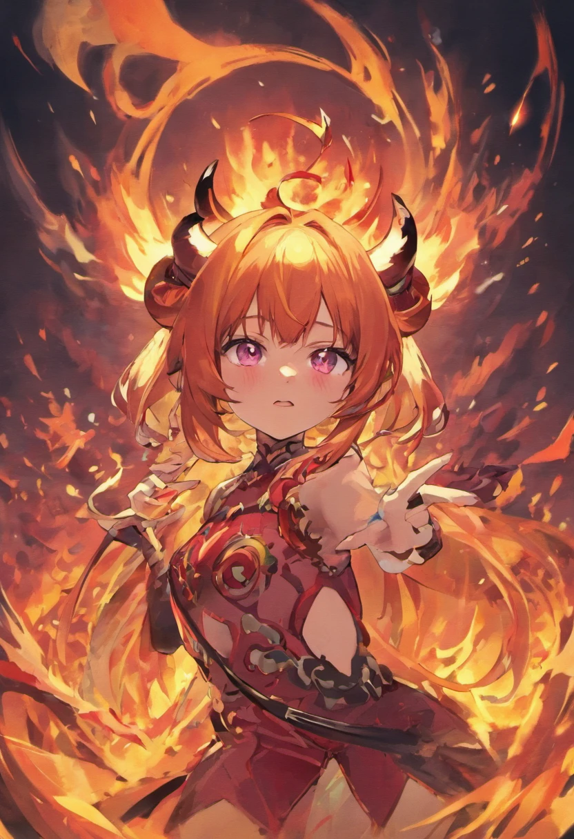 anime girl with horns and horns on her head with fire, demon anime girl, demon girl, portrait of demon girl, giesha demon, fire demon, mika kurai demon, portrait of a female demon, glowing blue ember eyes, the dragon girl portrait, blue fire eyes, detailed digital anime art, demon slayer artstyle, mara demon, fire embers, devilish