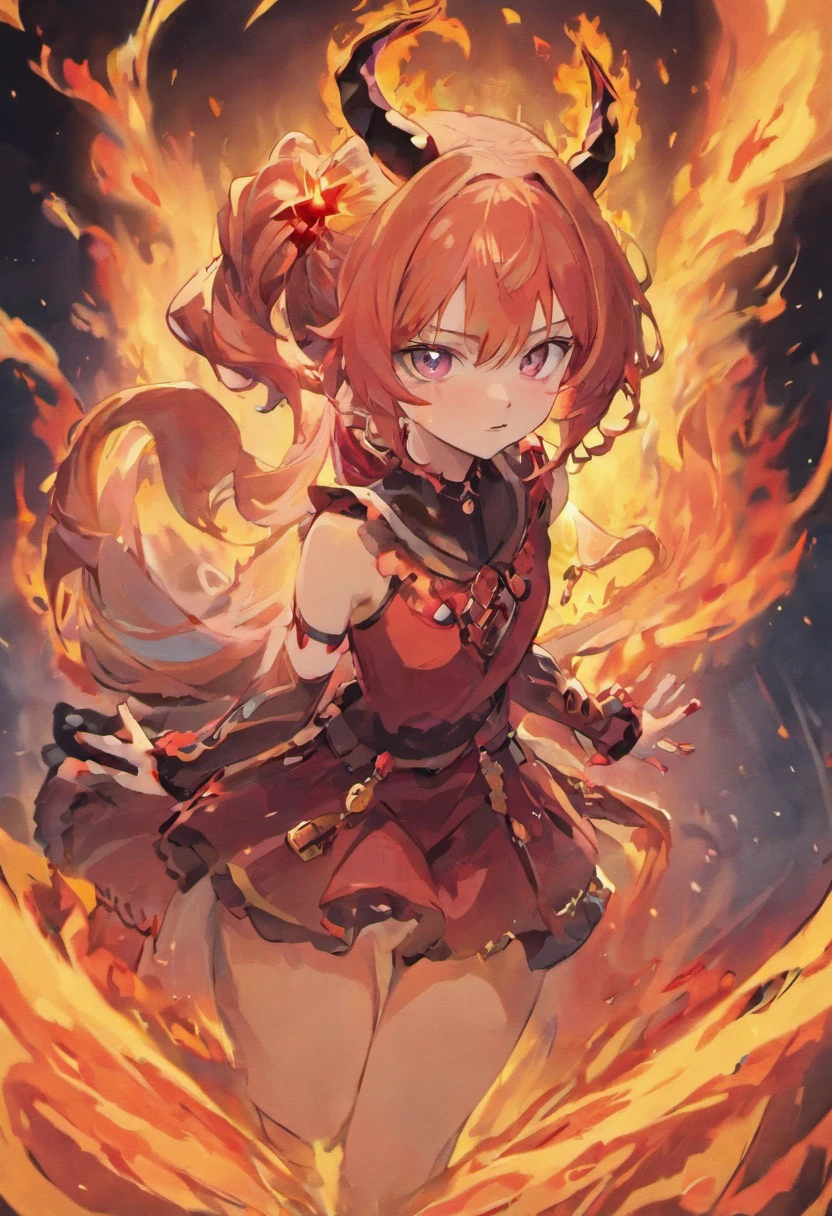 anime girl with horns and horns on her head with fire, demon anime girl, demon girl, portrait of demon girl, giesha demon, fire demon, mika kurai demon, portrait of a female demon, glowing blue ember eyes, the dragon girl portrait, blue fire eyes, detailed digital anime art, demon slayer artstyle, mara demon, fire embers, devilish