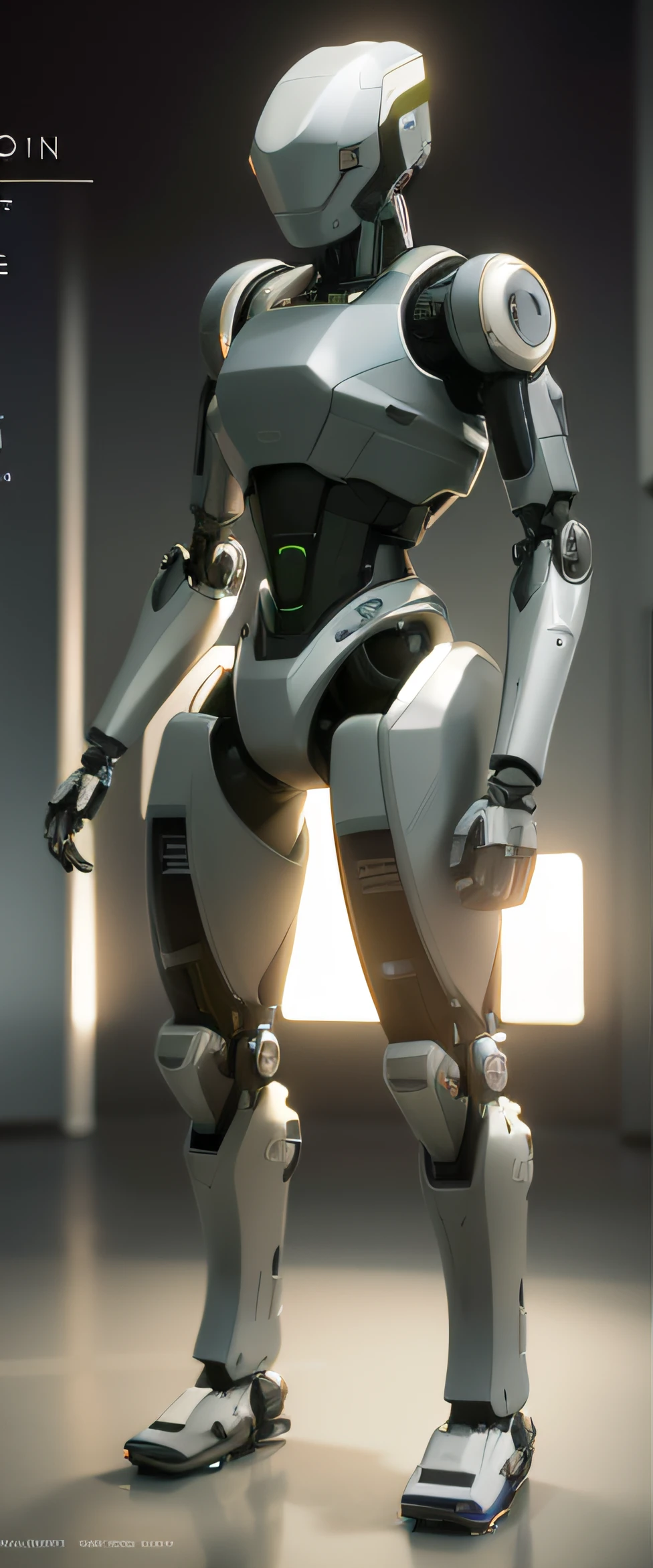A robot stands on a black background, Futuristic robot body, rendered in nvidia's omniverse, mech body, detailed octane render, detailed cinematic rendering, super rendered in octane render, artstation unreal w-960, sci - fi details, insanely detailed octane render, detailed cinematic shot, symetry! futuristic robotic，The screen ratio becomes 1：1