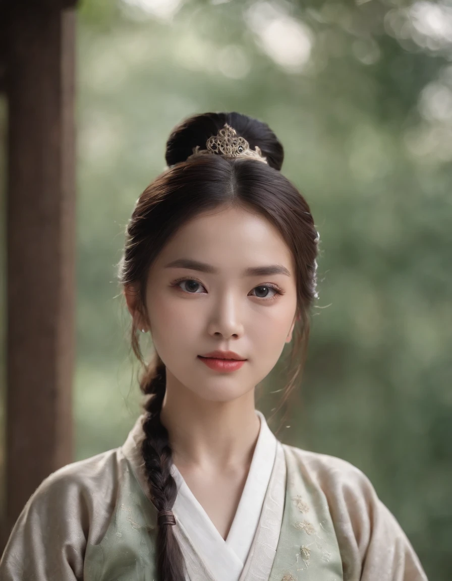 Best quality,masterpiece,ultra high res,(photorealistic:1.4),raw photo,1girl,in the dark,deep shadow,low key,cold light,suspension,look back,hanfu,ming style,sarrow,