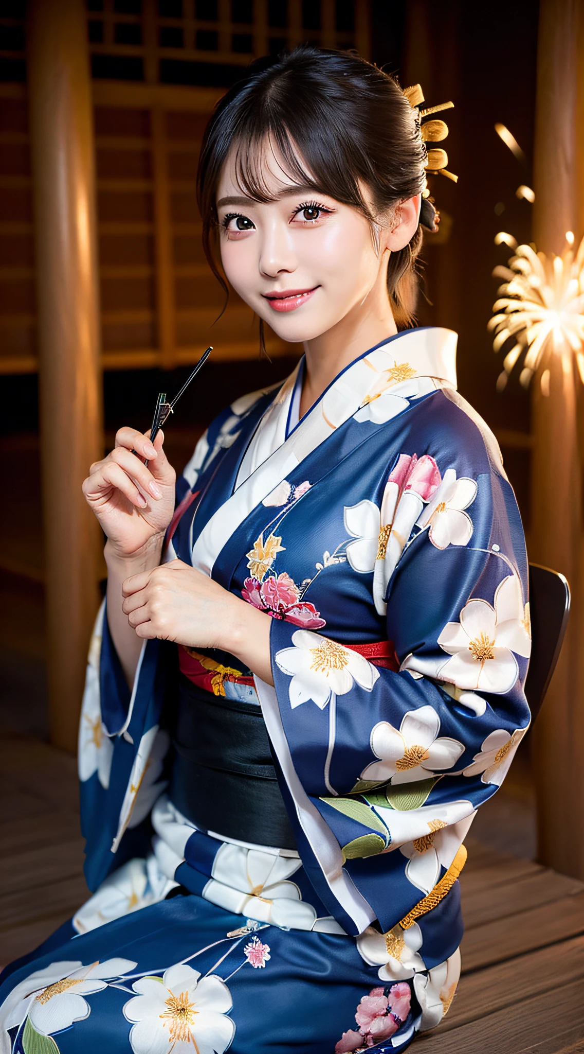 (((japanese traditional night festival, japanese-yukata, fire-works))), (((in the dark shadow))), ((smiling, slut)), small breasts, (japanese traditional light-colored-yukata), ((a photo of a woman spreads legs to show off her pubic)), close up her lower body, long braiding,