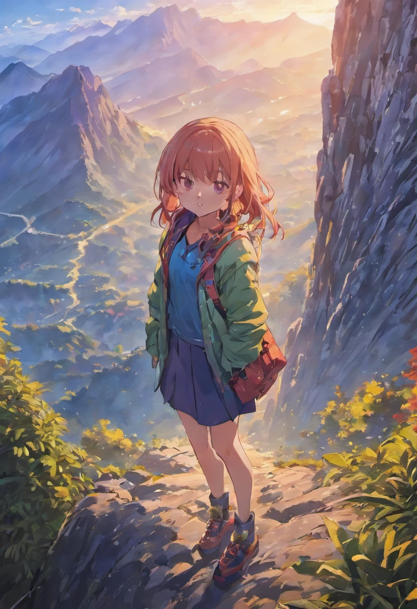 mountain kinabalu, sabah, background, anime girl photographer.