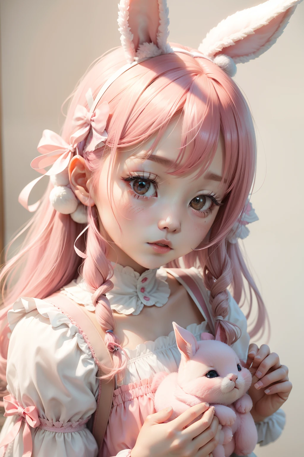 Hareful、pink there、fluffly、、ribon