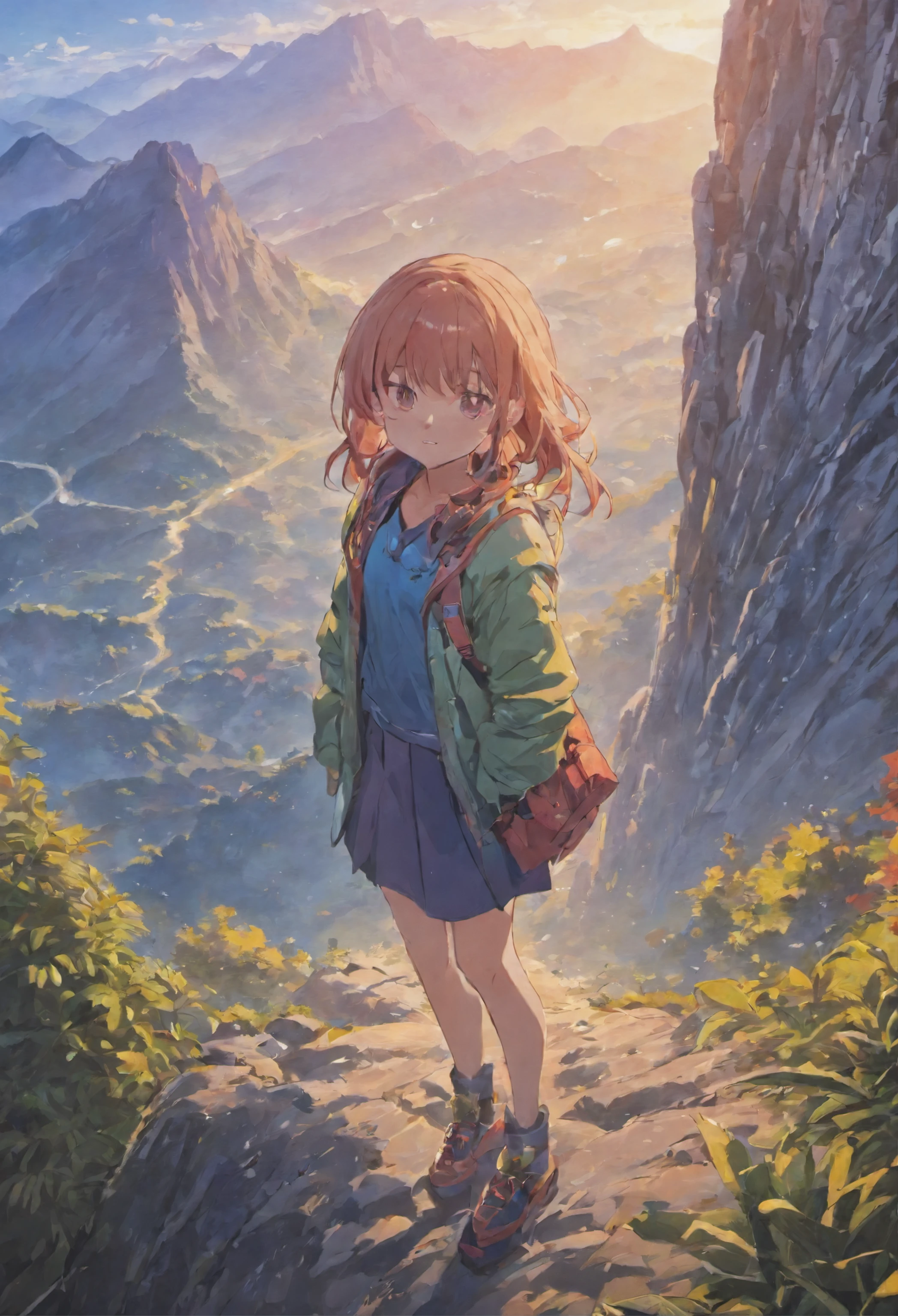 mountain kinabalu, sabah, background, anime girl photographer.