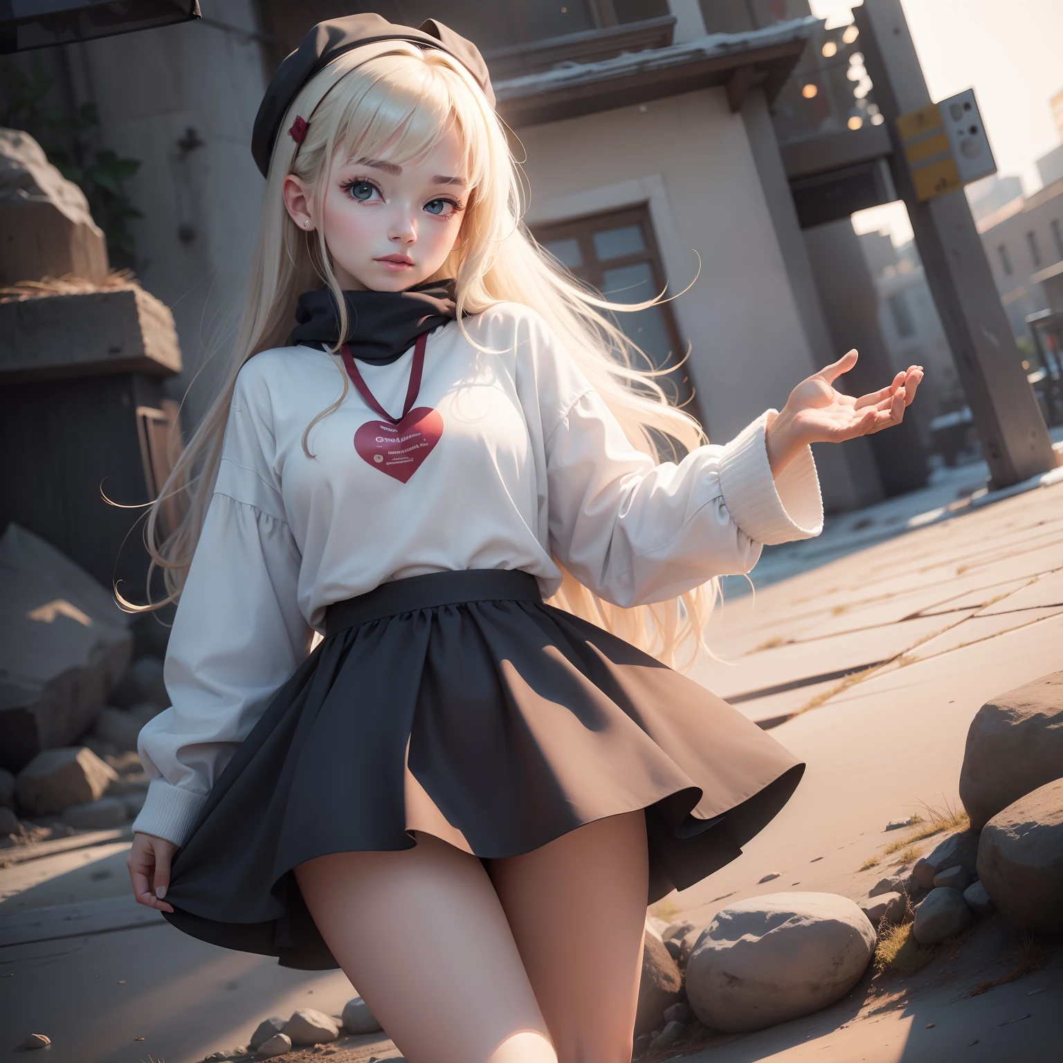 (skirt rift:1.6), (masterpiece, Top image quality, kawaii faces, The upper part of the body, zettai ryouiki、thighs thighs thighs thighs, see the beholder:1.4), a beauty girl, 8k, EF 50mm, Official Art, Raw photo, absurderes, frombelow, is standing, Cheerleader in red,enticing lips, slender、small waist、thin arm、large attractive breasts、face lights、Soft lighting、warm colors、film grains、chromatic abberation、foco nítido、naturey、Frankness、extremely detailed eye and face、(dark backgrounds、bokeh dof、blured background、white panties:1.2),Fine reproduction、Bold figure、cute smile face、Navel、4fingers and 1thumb、sexy、Only one person、Cute costumes、Kneading、the kiss、Eimi Fukada
