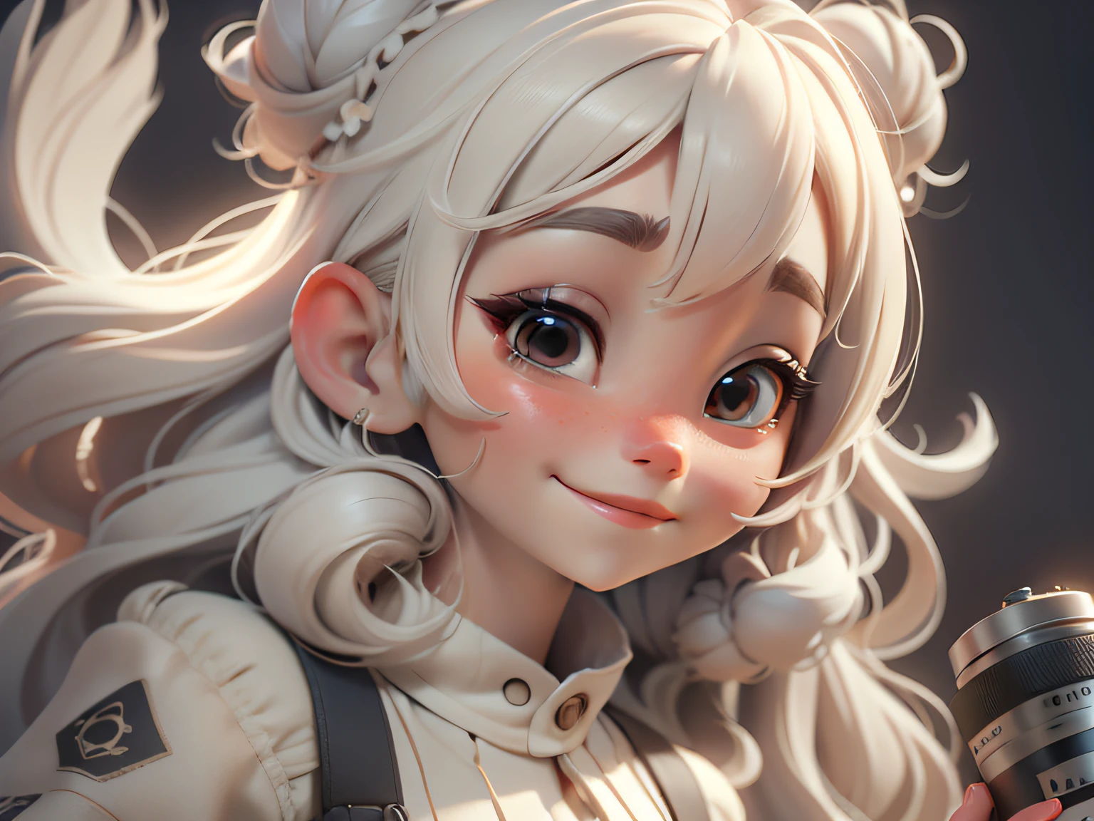 clew：In this 3D rendered volume，A small and active 3D cartoon girl is active under the camera。She has light-colored hair with bangs and a bun，Plump eyes twinkle with anticipation and pleasure。Her smile was as warm as the sun，It gives a pleasant feeling。

camera settings：In order to capture the fantastic cartoon sense and smart character dynamics，I will be using the Canon EOS 5D Mark IV camera，Equipped with 50mm f/1.8lens。This wide focal length setting ensures clear close-ups of people while easily coping with original image changes。

Light and composition：I use bright lighting and color，React according to the reflection and transparency of the 3D model，to simulate a cartoon light source。By adjusting the angle and orientation，Highlight cute images and rich expressions of 3D cartoon girls。ao mesmo tempo，Use clever composition，May be slightly biased to one side，Make the picture more dynamic。

Style and presentation：I would set a warm and bright tone，Adjust the color and chiaroscuro of the picture to be both vivid and soft，To keep the cartoon style fun and vibrant。Post-processing will enhance color saturation and contrast，Make this cartoon girl more vivid。

camera settings：In the settings for simulating 3D rendering，Set the aperture to f/8 to maintain sufficient depth of field，Make the image more three-dimensional；The shutter speed needs to be adjusted according to the movement of the scene；The ISO is generally set at 200，Ensure sufficient dependence and reduce noise。

artistic vision：The 3D cartoon girl in the camera will be in the center of the picture，And I will try to make every detail of her as possible，Such as a bun with light-colored hair lines、Details of the dress，Even the subtle environment behind it is captured as much as possible，It's not just a photo，It's a joyful story。

Aspect ratio and quality：I would choose 4:A scale of 3，to preserve more picture details。To maintain image quality and detail imaging，The photo will be saved in RAW format。

Such descriptions and techniques will help you capture the character and energy of your cartoon character，At the same time, it retains enough softness，Make photos look cute and professional。