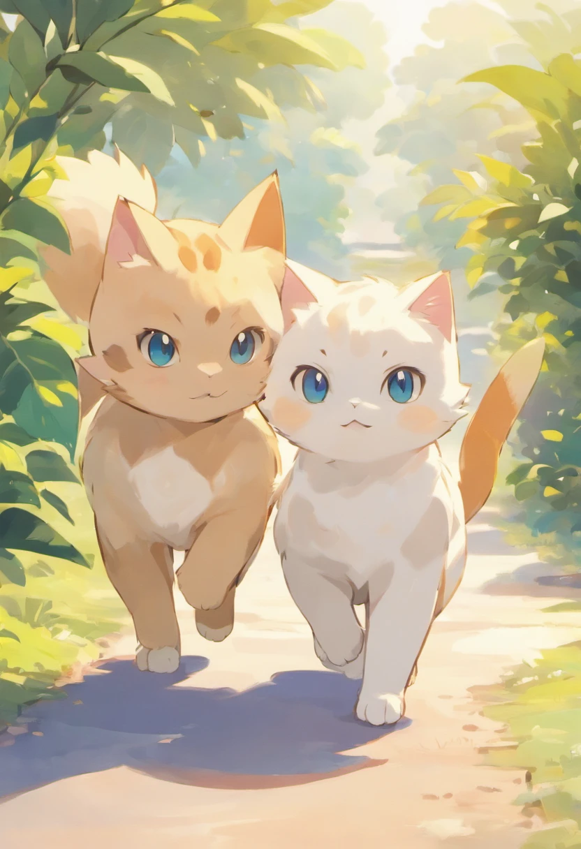 Two cats are walking、ultra-detailliert