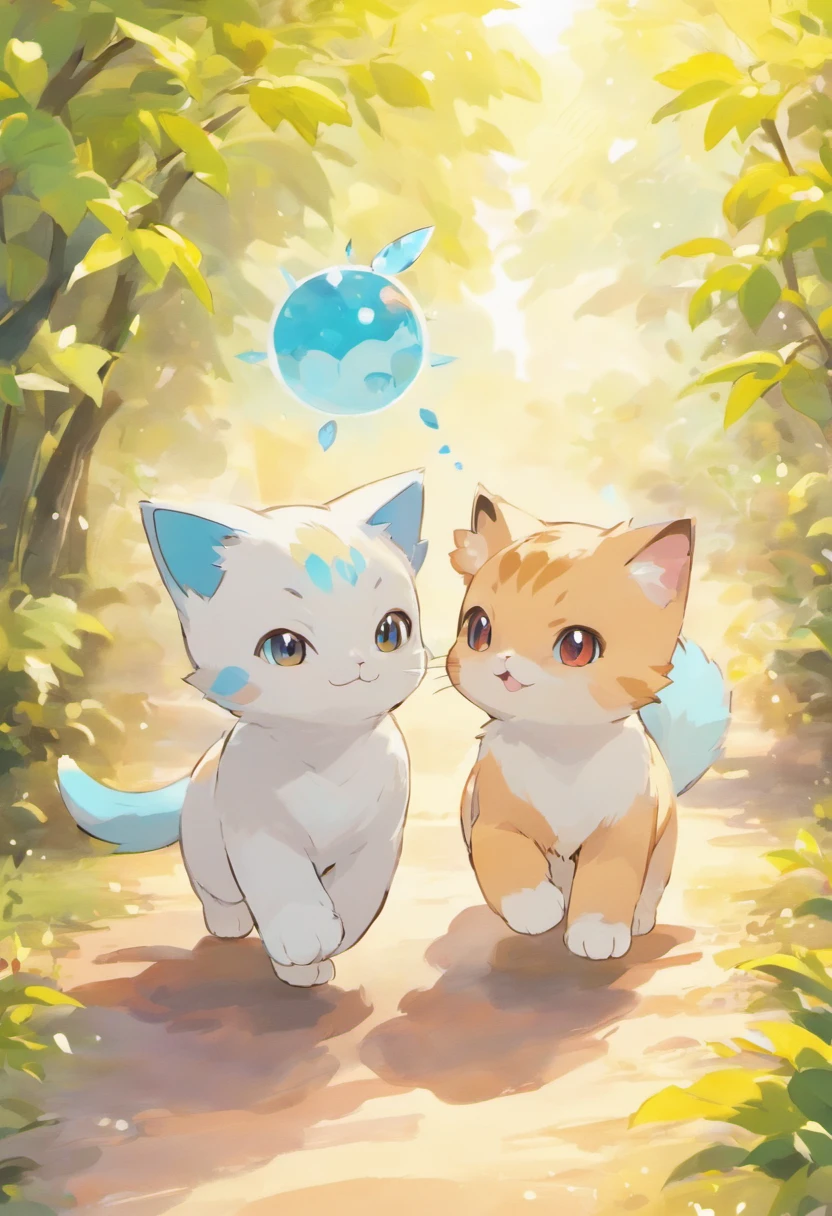 Two cats are walking、ultra-detailliert