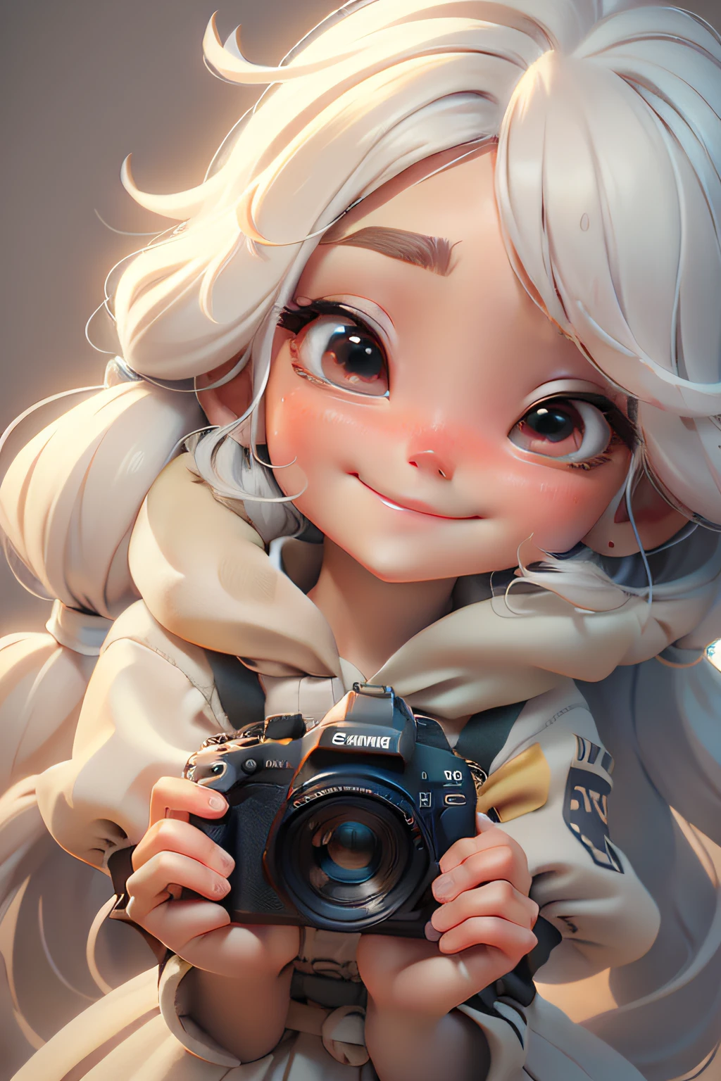 clew：In this 3D rendered volume，A small and active 3D cartoon girl is active under the camera。She has light-colored hair with bangs and a bun，Plump eyes twinkle with anticipation and pleasure。Her smile was as warm as the sun，It gives a pleasant feeling。

camera settings：In order to capture the fantastic cartoon sense and smart character dynamics，I will be using the Canon EOS 5D Mark IV camera，Equipped with 50mm f/1.8lens。This wide focal length setting ensures clear close-ups of people while easily coping with original image changes。

Light and composition：I use bright lighting and color，React according to the reflection and transparency of the 3D model，to simulate a cartoon light source。By adjusting the angle and orientation，Highlight cute images and rich expressions of 3D cartoon girls。ao mesmo tempo，Use clever composition，May be slightly biased to one side，Make the picture more dynamic。

Style and presentation：I would set a warm and bright tone，Adjust the color and chiaroscuro of the picture to be both vivid and soft，To keep the cartoon style fun and vibrant。Post-processing will enhance color saturation and contrast，Make this cartoon girl more vivid。

camera settings：In the settings for simulating 3D rendering，Set the aperture to f/8 to maintain sufficient depth of field，Make the image more three-dimensional；The shutter speed needs to be adjusted according to the movement of the scene；The ISO is generally set at 200，Ensure sufficient dependence and reduce noise。

artistic vision：The 3D cartoon girl in the camera will be in the center of the picture，And I will try to make every detail of her as possible，Such as a bun with light-colored hair lines、Details of the dress，Even the subtle environment behind it is captured as much as possible，It's not just a photo，It's a joyful story。

Aspect ratio and quality：I would choose 4:A scale of 3，to preserve more picture details。To maintain image quality and detail imaging，The photo will be saved in RAW format。

Such descriptions and techniques will help you capture the character and energy of your cartoon character，At the same time, it retains enough softness，Make photos look cute and professional。