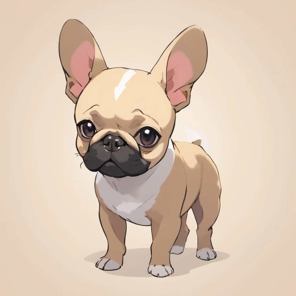 A French Bulldog, often referred to as a "Frenchie," is a small, compact breed known for its distinctive appearance. These dogs have a muscular yet compact body with a sturdy build. Their most prominent features include a short, smooth coat, a pushed-in nose, and expressive facial characteristics.
French Bulldogs have a rounded skull that is proportionate to their body size. Their forehead is slightly flat, and they have a well-defined stop, creating a clear separation between the skull and the short, stout muzzle. The muzzle is broad and square, giving them their characteristic flat-faced, or brachycephalic, appearance.
Their eyes are large, dark, and round, set wide apart on the face. The ears of a French Bulldog are typically bat-like in shape, medium in size, and stand erect. They are carried high on the head and may be rounded at the tips.
One of the most defining features of French Bulldogs is their short, stocky neck, which is well-muscled and slightly arched. Their body is compact and muscular, with a broad chest and a deep, slightly rounded ribcage. Their back is short and straight, leading to a well-rounded, muscular rump.
Frenchies have a short, straight tail, often referred to as a "screw tail" because it is twisted or corkscrewed. Their limbs are short and sturdy, with straight, strong bones. Their paws are compact and round.
Their coat is smooth and short, with a fine texture. French Bulldogs come in various coat colors, including brindle (a mix of dark and light stripes), fawn (solid beige with a black mask), cream, and pied (a combination of white and another color).
Overall, French Bulldogs are known for their charming and adorable appearance, characterized by their small size, compact build, flat face, and expressive, soulful eyes.