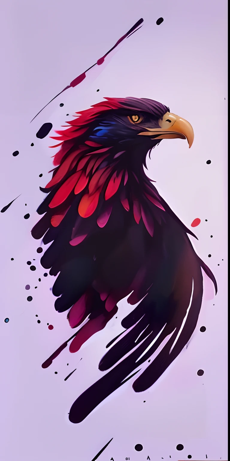 painting of a bird with red feathers and black spots on it, artwork of a phoenix, eagle, fiery bird, falvie, amoled, eagle head, red bird, an eagle, by Zahari Zograf, by Adam Marczyński, feathered head, by Aya Goda, ✏️🎨, digitial painting, sakimi