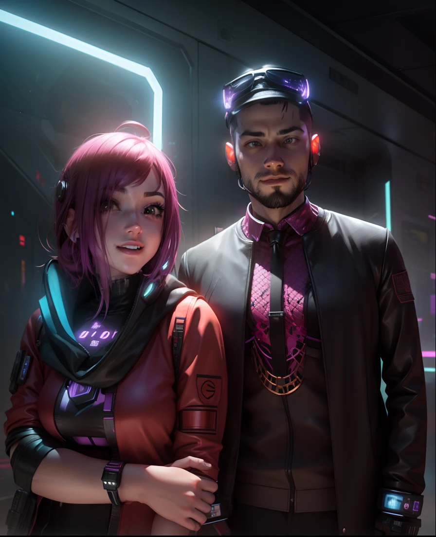 smart boy and girls, Cyberpunk, 3d, action, happy mode,