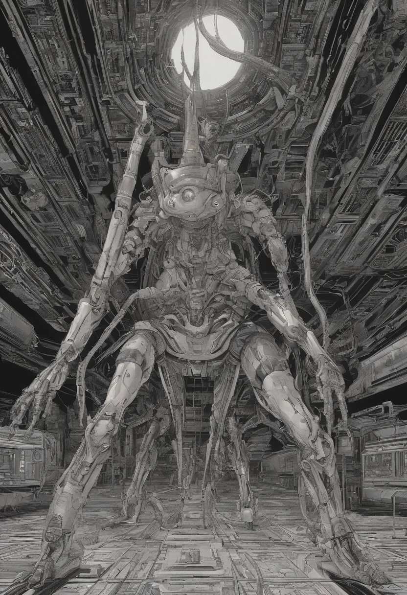 front view, low angle,1 nude naked Cyberpunk girl, futuristic, mechanical aesthetics, cameltoe, giger, biomechanic, surreal, lovecraftian,tentacles spaceship interior corridor, slimy floor, claustrophobic, dark, wide angle, worms eye pov
