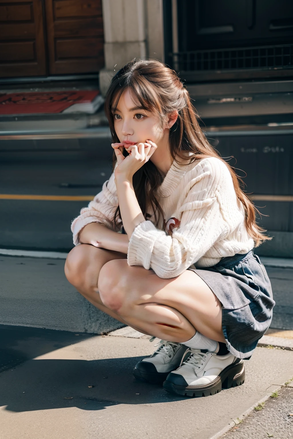 1girl,squatting