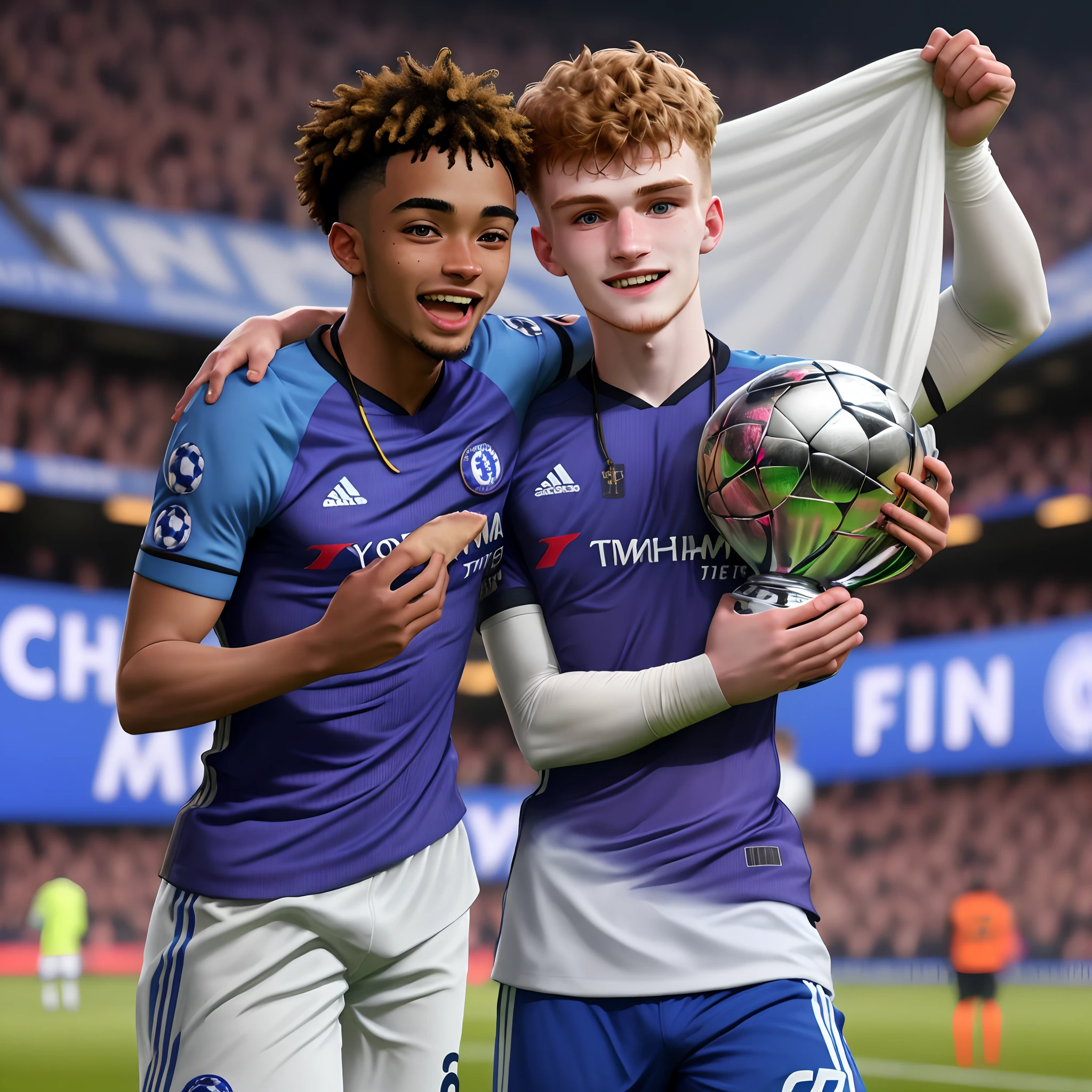 Christopher Nkunku and timo Werner winning the champions league for chelsea