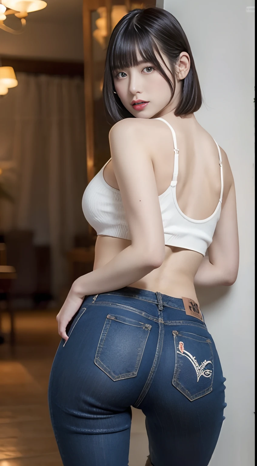 Big attractive ass in erotic jeans