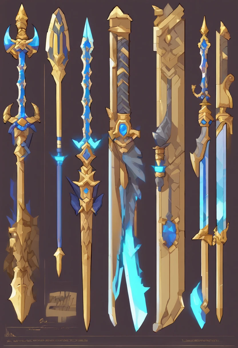 um close up de uma espada com um design dourado e roxo, design de espada, espada de fantasia, espada enorme, arte da arma do RPG de fantasia, espada bonita, espada grande, Espada de fantasia de guerreiro, espada grande, Espada de Ouro, epic fantasy weapon art, war blade weapon, arte de armas de warcraft blizzard, arte conceitual de arma, intricate fantasy spear, Espada de corrente no outro, Item de jogo de RPG, espada dentro do escudo, estilo terceira classe Ronan do jogo Grand Chase, preto com detalhes dourados
