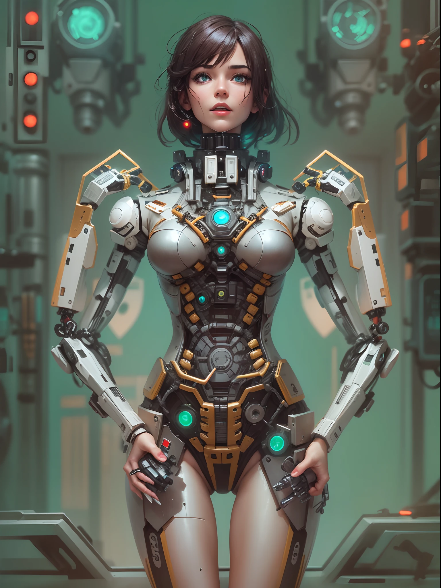 female mimic robot,docking,servicing