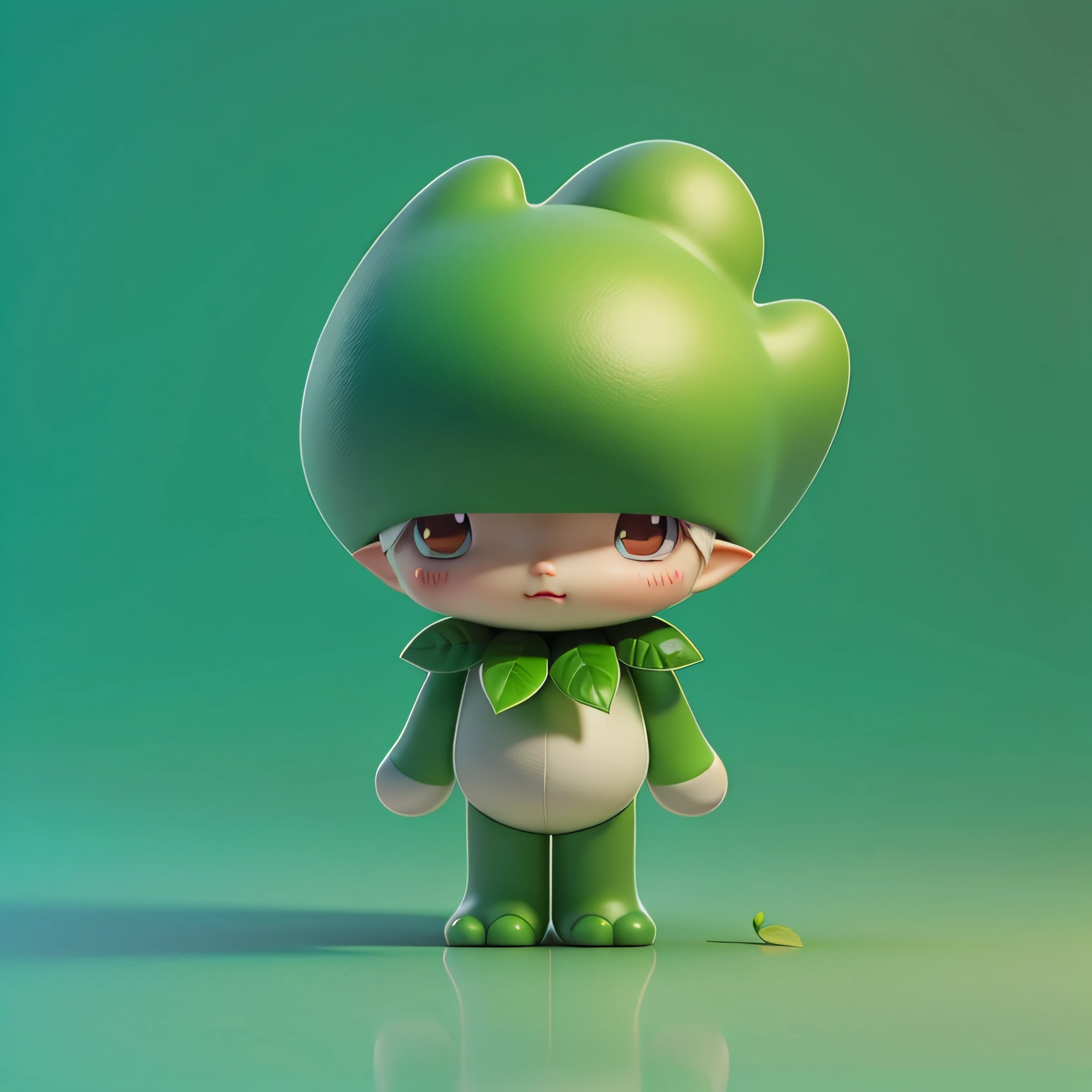 Rear view of green 3d characters with leaves,back, Elven characters dressed in green, Cute 3d rendering,Cute 3d,by Pixar,Rendering of anime sprite characters,cute forest creature, Cute elf characters, full body mascot, Its name is the white wax tree, full body with costume, fluffy green belly, Dressed in a laurel wreath, Its name is the white wax tree, plant monster, Cute 3D image,cute detailed digital art,Explorer mini cute characters,Stylized 3D rendering,3D rendered character art,8k,lovely digital painting,Anime style,Super detailed rendering,clean backdrop