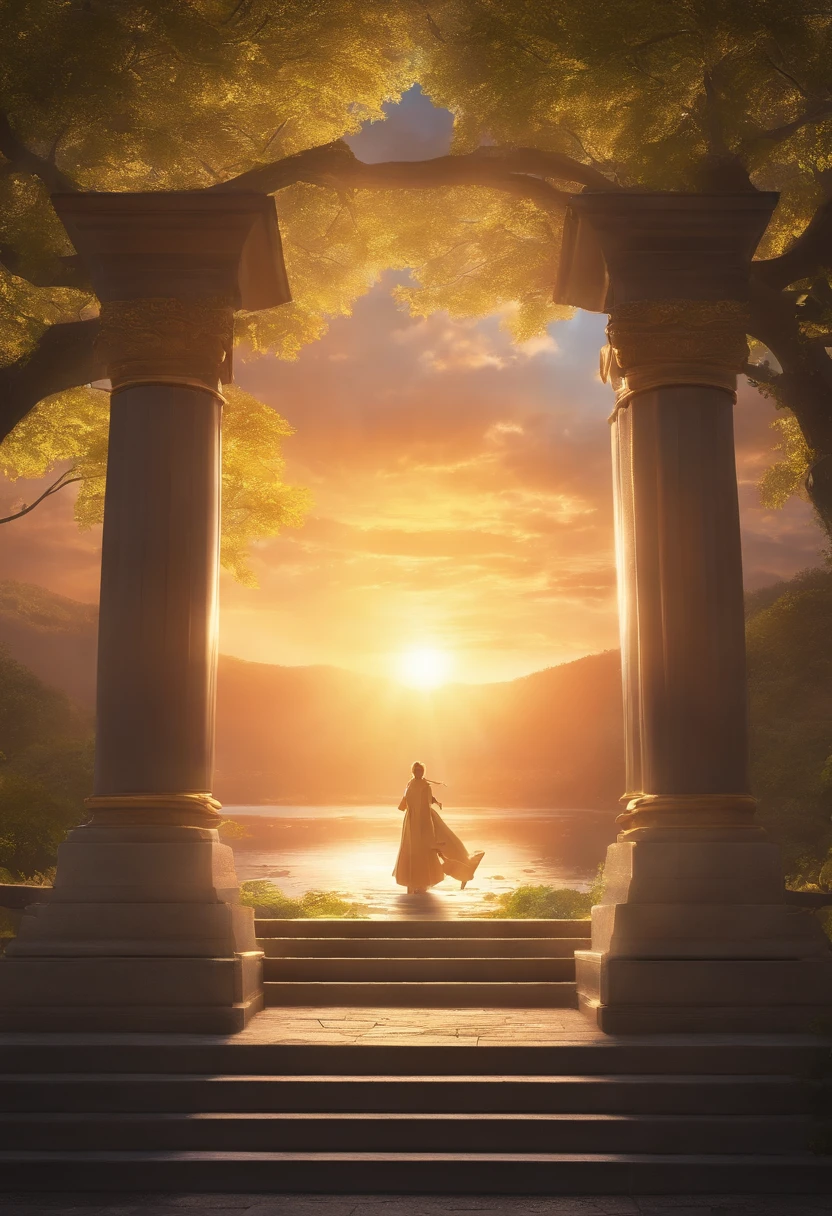 in isekai falls A sword stuck on a pedestal rays of sunshine