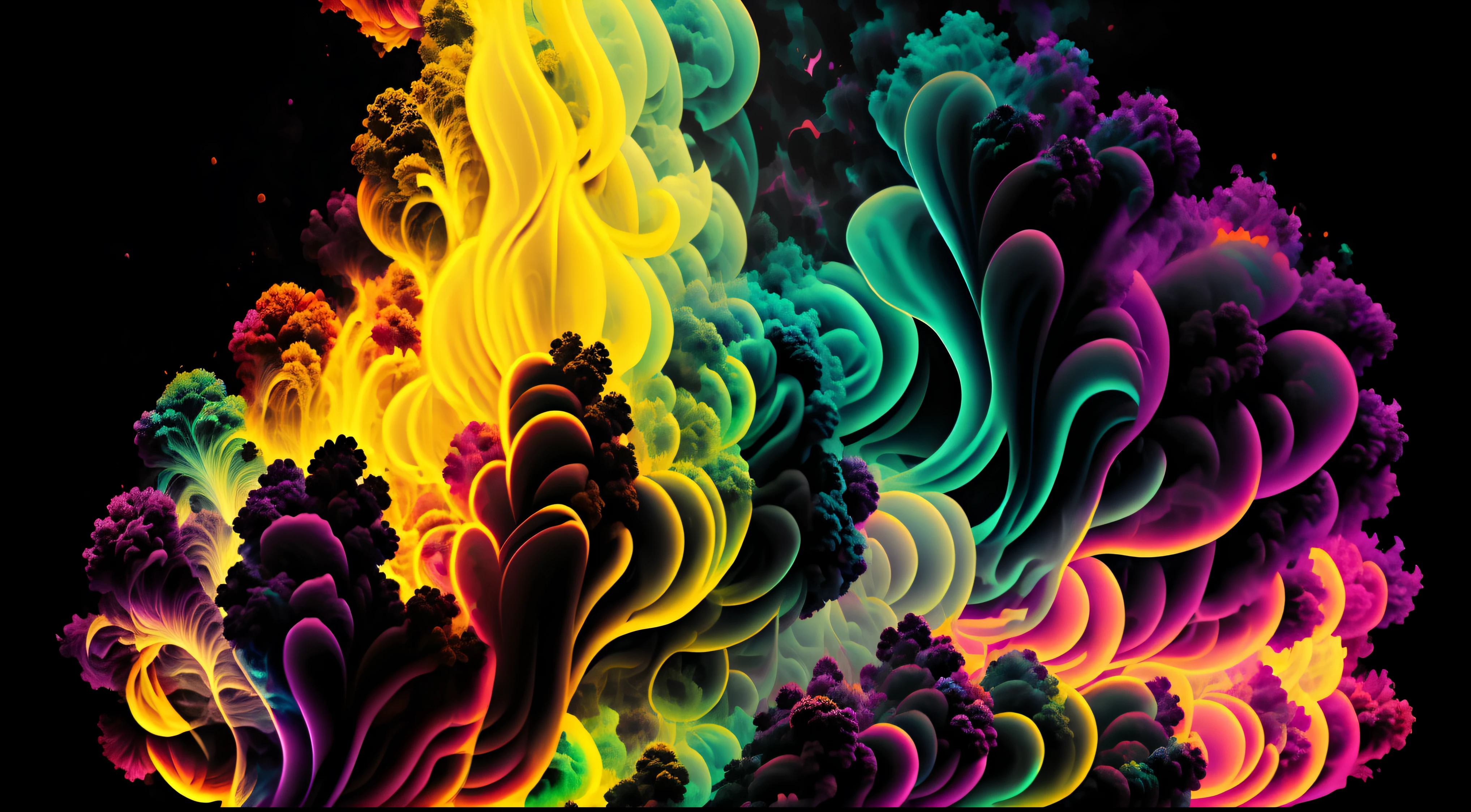 Un primer plano de un humo colorido se vierte sobre un fondo negro, humo de color fluido, humo colorido, Humo multicolor, humo coloreado, humo de colores brillantes, acid-colored smoke, Humo de color, humo de arco iris, Background of psychedelic smoke, Humo colorido en el fondo, humo espeso y colorido, Humo giratorio colores radiantes, nubes de humo de colores, humo arremolinado, Arte del humo fluido