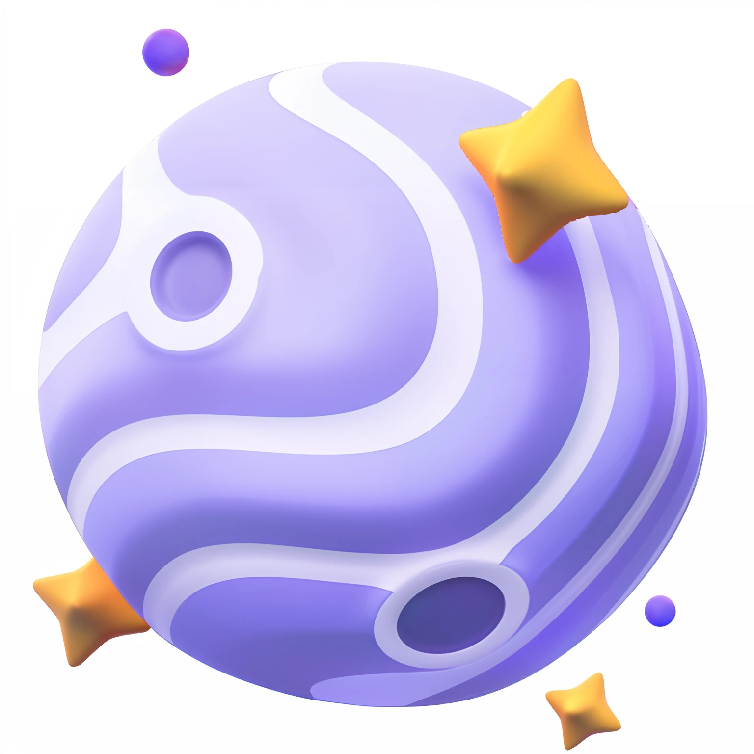 Close-up of purple and yellow objects with stars, violet planet, planets and stars, 3 d icon for mobile game, venus planet symbol, game icon stylized, on a galaxy looking background, game icon asset, Big planet on the background, astral background, Round planet, fantasy planet, Mards, smooth shading, stylized shading, Soft Shading, game assets