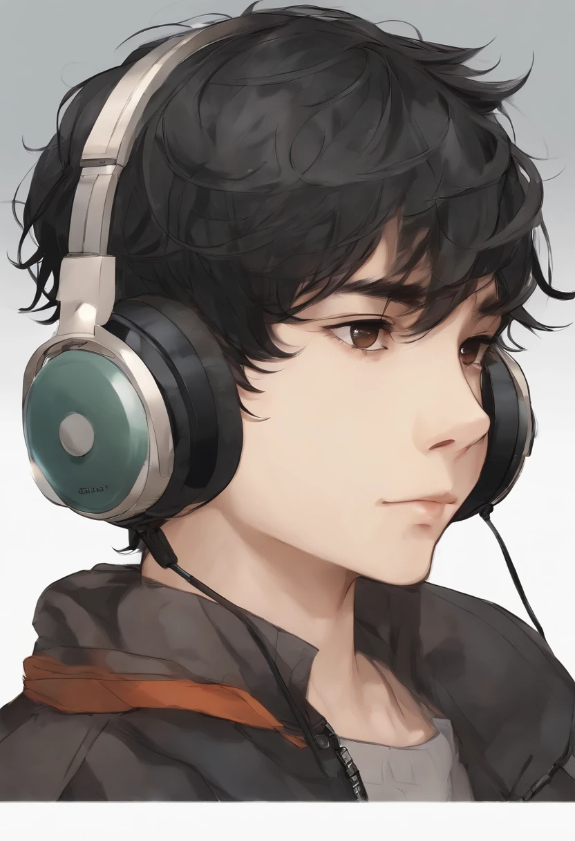 Cool profile ember head phone A dark-haired twinks illustratio japanes male