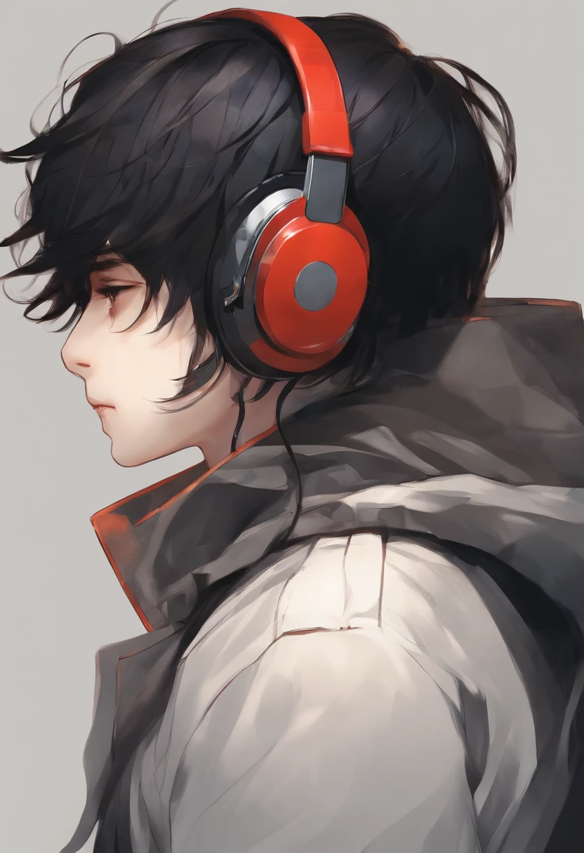 Cool profile ember head phone A dark-haired twinks illustratio japanes male child
